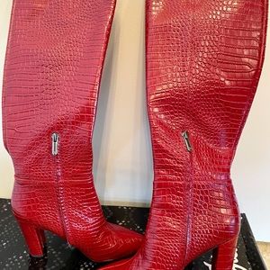 Sam Eldeman knee high red leather boots